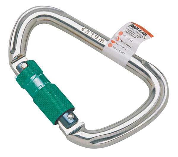 Twist-Lock Carabiner, Carbon Steel, Gold, 4 5/8 in L