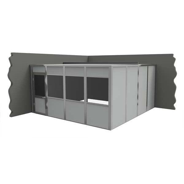 2-Wall Modular In-Plant Office, 8 ft H, 16 ft W, 16 ft D, Gray
