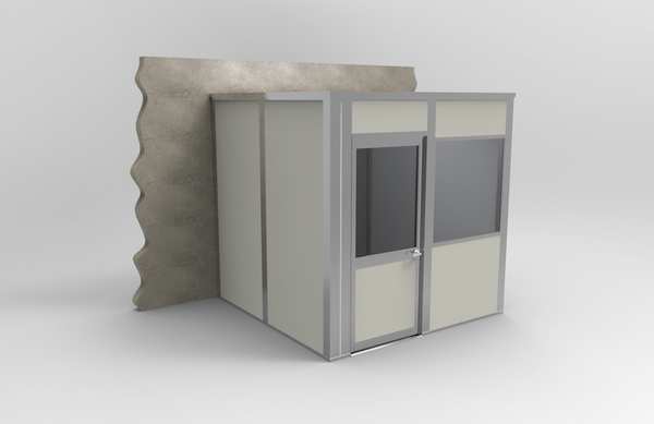 3-Wall Modular In-Plant Office, 8 ft H, 8 ft W, 8 ft D, Gray