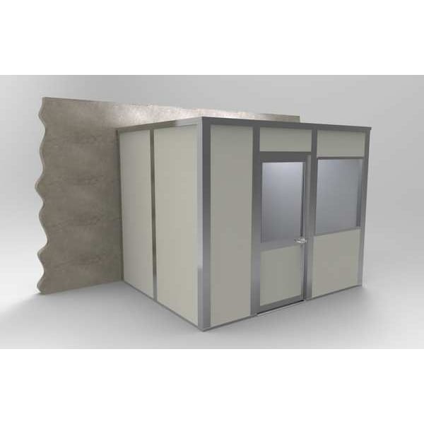 3-Wall Modular In-Plant Office, 8 ft H, 10 ft W, 8 ft D, Gray