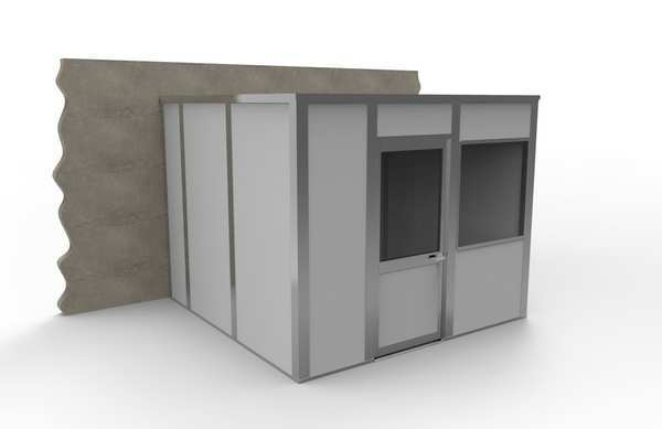 3-Wall Modular In-Plant Office, 8 ft H, 10 ft W, 10 ft D, Gray