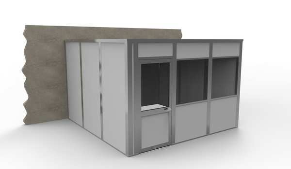 3-Wall Modular In-Plant Office, 8 ft H, 12 ft W, 12 ft D, Gray