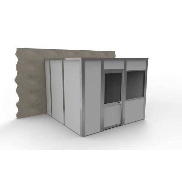 3-Wall Modular In-Plant Office, 8 ft H, 10 ft W, 10 ft D, Gray