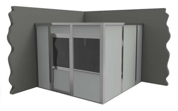 2-Wall Modular In-Plant Office, 8 ft H, 10 ft W, 10 ft D, Gray