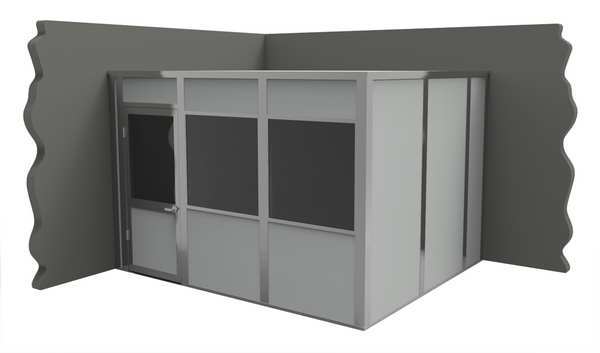 2-Wall Modular In-Plant Office, 8 ft H, 12 ft W, 10 ft D, Gray