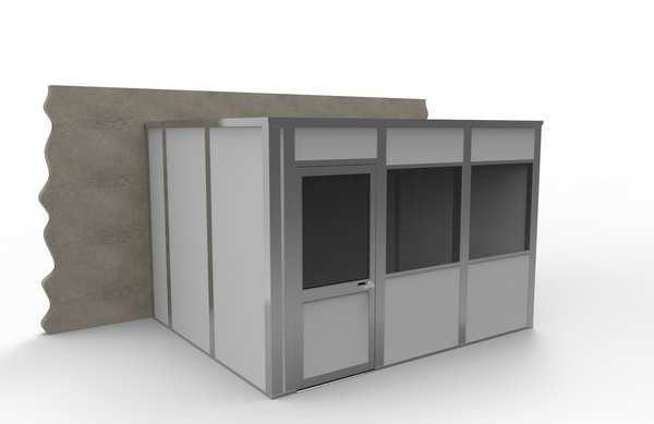 3-Wall Modular In-Plant Office, 8 ft H, 12 ft W, 10 ft D, Gray