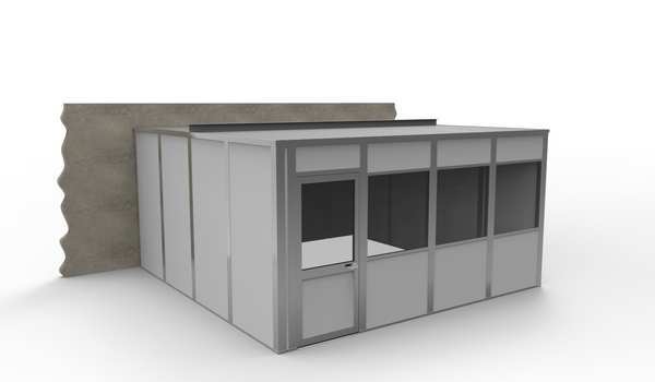 3-Wall Modular In-Plant Office, 8 ft H, 16 ft W, 16 ft D, Gray