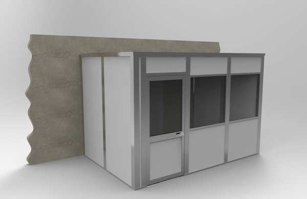 3-Wall Modular In-Plant Office, 8 ft H, 12 ft W, 8 ft D, Gray