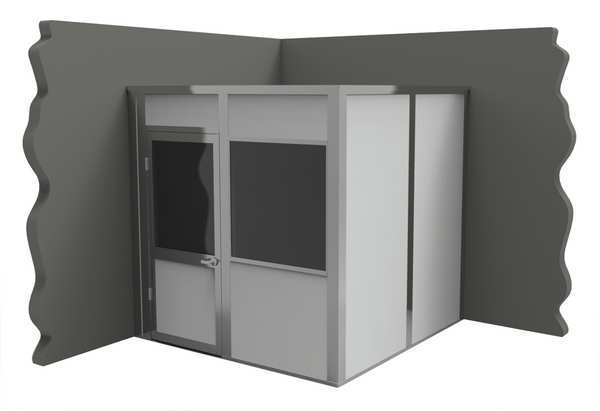 2-Wall Modular In-Plant Office, 8 ft H, 8 ft W, 8 ft D, Gray