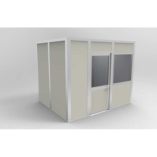 4-Wall Modular In-Plant Office, 8 ft H, 10 ft W, 8 ft D, Gray