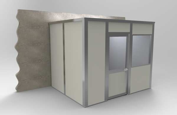 3-Wall Modular In-Plant Office, 8 ft H, 10 ft W, 8 ft D, Gray