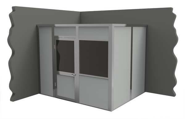 2-Wall Modular In-Plant Office, 8 ft H, 10 ft W, 8 ft D, Gray