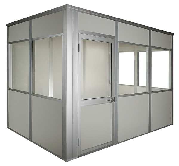 2-Wall Modular In-Plant Office, 8 ft H, 12 ft W, 8 ft D, Gray