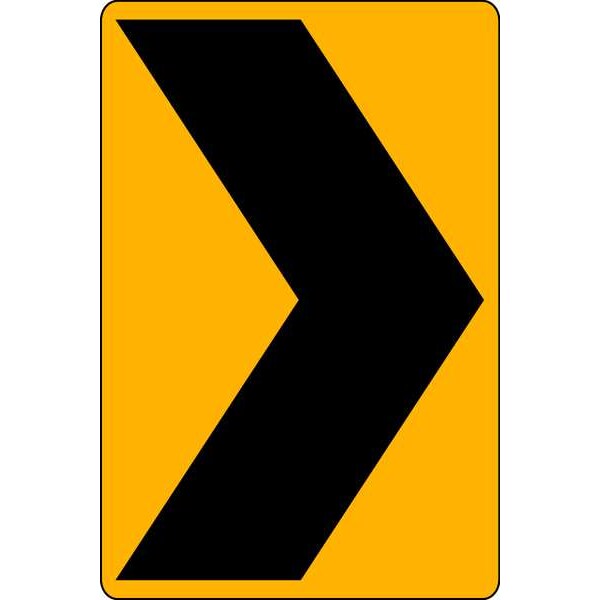 Chevron Symbol Traffic Sign, 18 in H, 12 in W, Aluminum, Vertical Rectangle, No Text, W1-8-12HA