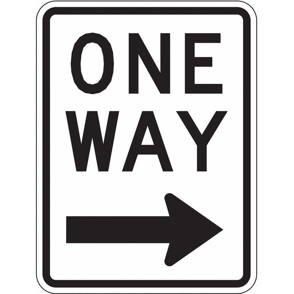 One Way Traffic Sign, 24 in H, 18 in W, Aluminum, Vertical Rectangle, English, R6-2R-18HA