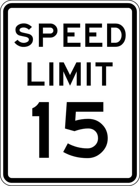 Speed Limit 15 Traffic Sign, 24 in H, 18 in W, Aluminum, Vertical Rectangle, R2-1-15-18HA
