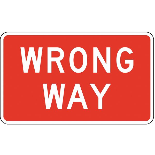 Wrong Way Traffic Sign, 24 in H, 36 in W, Aluminum, Horizontal Rectangle, English, R5-1A-36HA