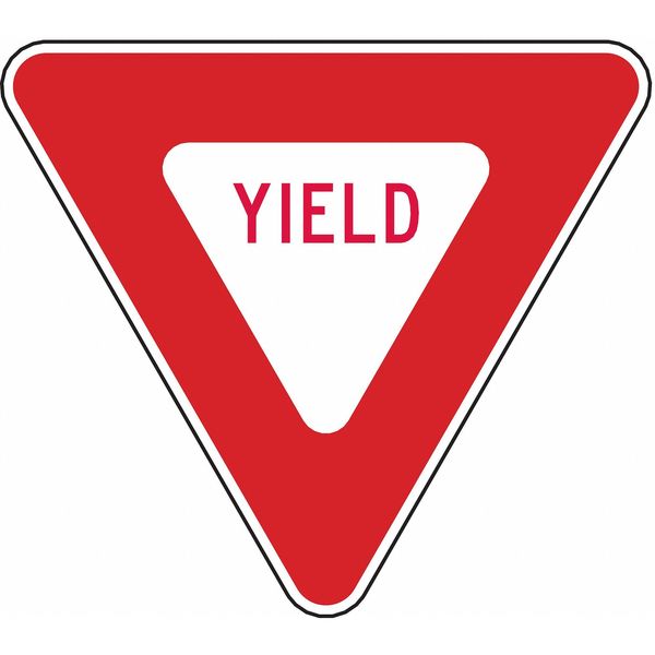 Yield Traffic Sign, 30 in H, 30 in W, Aluminum, Triangle, English, R1-2-30HA