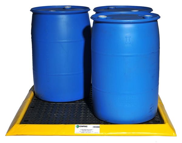 Drum Spill Containment Pallet, 24 gal Spill Capacity, 4 Drum