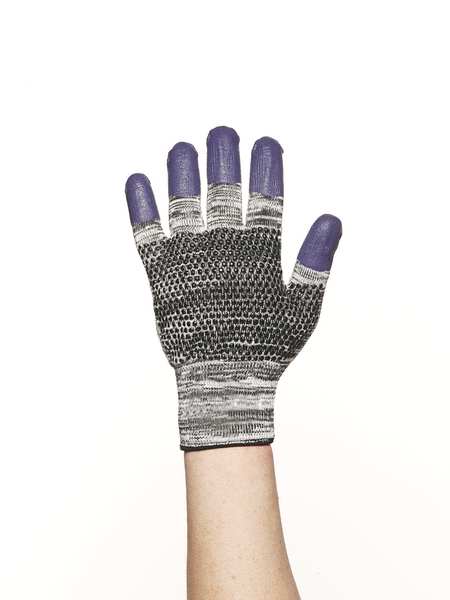 G60 Purple Nitrile Cut Resistant Gloves, Grey/Black, Purple Fingertips, Ambidextrous, LG, 1 Pair
