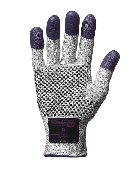 G60 Purple Nitrile Cut Resistant Gloves, Grey/Black, Purple Fingertips, Ambidextrous, LG, 1 Pair