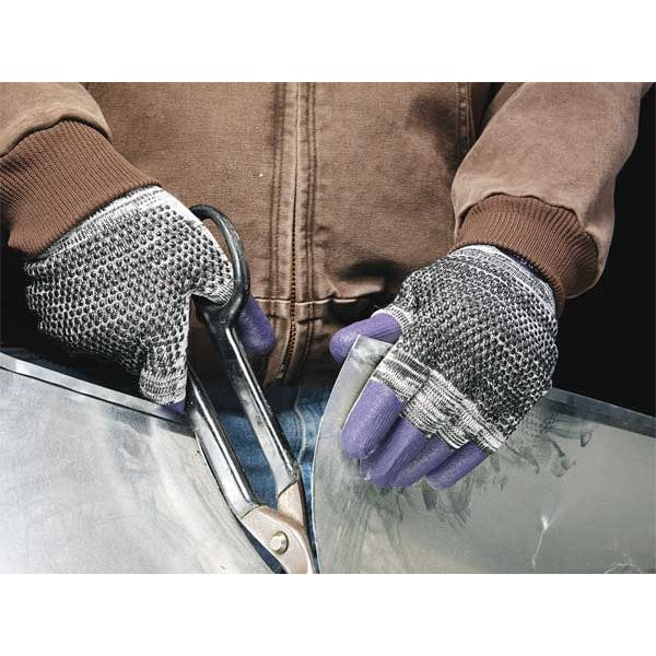 G60 Purple Nitrile Cut Resistant Gloves, Grey/Black, Purple Fingertips, Ambidextrous, M, 1 Pair