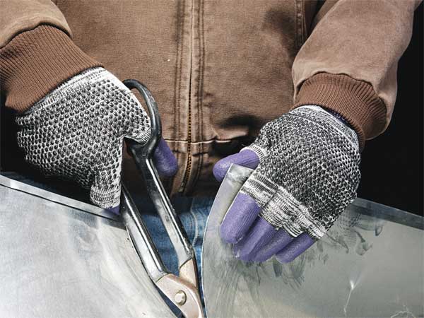 G60 Purple Nitrile Cut Resistant Gloves, Grey/Black, Purple Fingertips, Ambidextrous, LG, 1 Pair