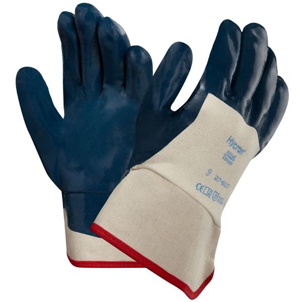 Nitrile Coated Gloves, 3/4 Dip Coverage, Blue, L, PR