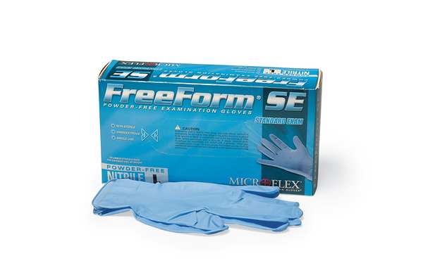 Exam Gloves with Textured Fingertips, Nitrile, Powder Free, Blue, L, 50 PK
