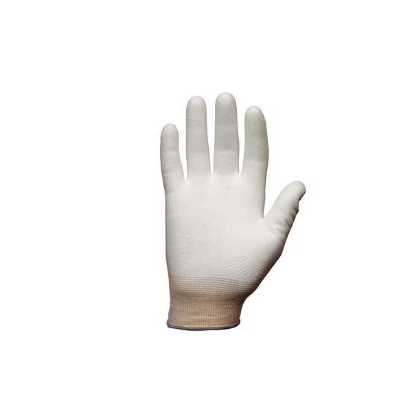 Polyurethane Coated Gloves, Palm Coverage, White, XL, PR