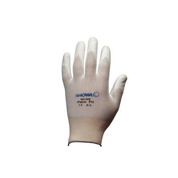 Polyurethane Coated Gloves, Palm Coverage, White, XL, PR