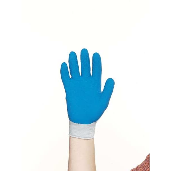 Natural Rubber Latex Coated Gloves, 3/4 Dip Coverage, Blue/Gray, M, PR