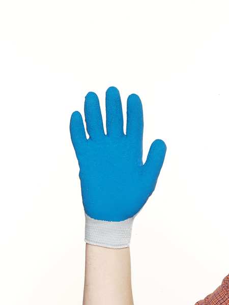 Natural Rubber Latex Coated Gloves, 3/4 Dip Coverage, Blue/Gray, L, PR