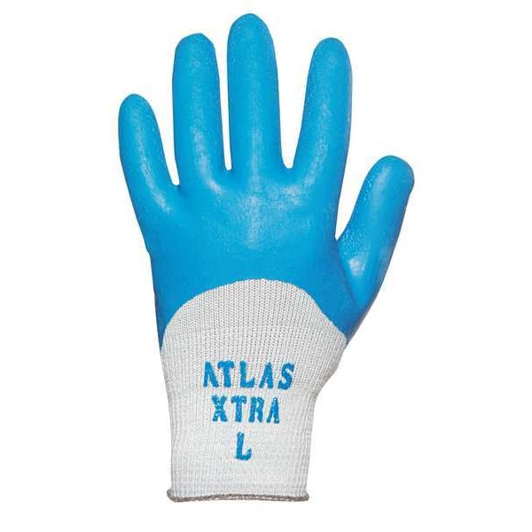 Natural Rubber Latex Coated Gloves, 3/4 Dip Coverage, Blue/Gray, XL, PR