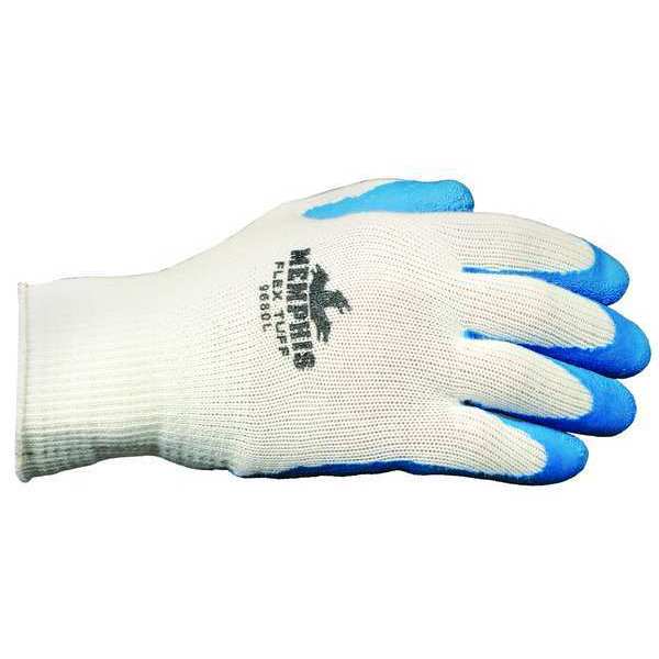 Latex Coated Gloves, Palm Coverage, Blue/White, S, PR