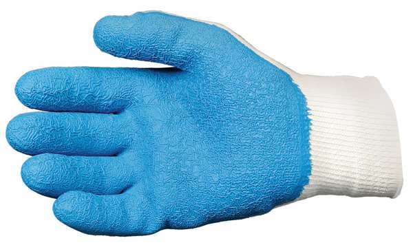 Latex Coated Gloves, Palm Coverage, Blue/White, S, PR