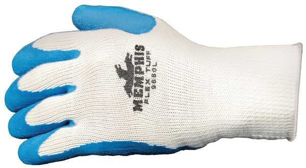 Latex Coated Gloves, Palm Coverage, Blue/White, M, PR