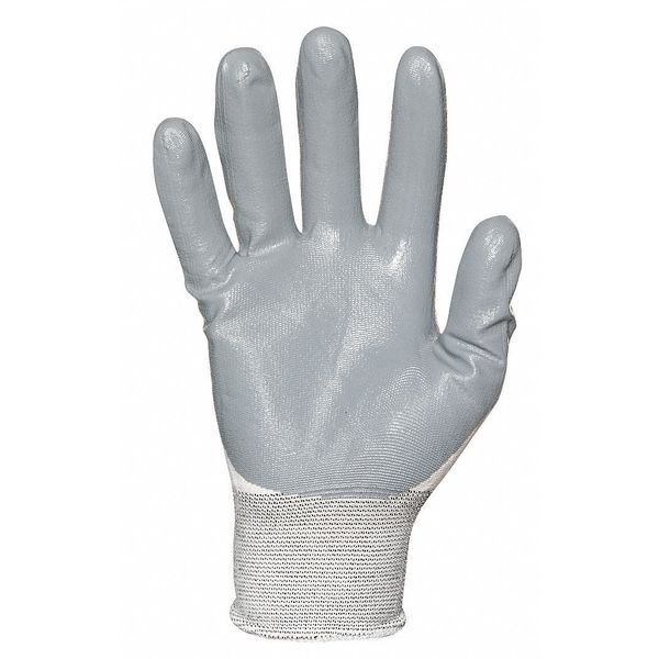 Nitrile Coated Gloves, Palm Coverage, White/Gray, XL, PR
