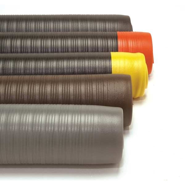 Antifatigue Runner, Black/Yellow, 60 ft. L x 4 ft. W, PVC Closed Cell Foam, Ribbed Surface Pattern