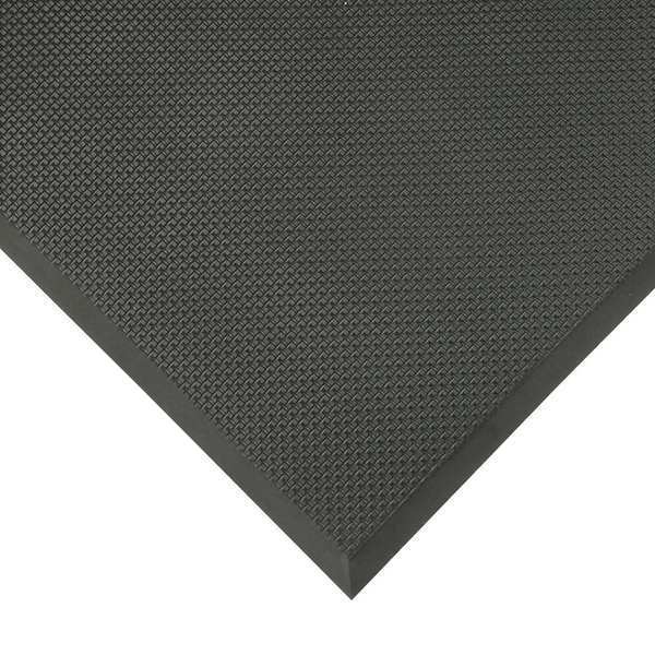 Antifatigue Mat, Black, 3 ft. L x 2 ft. W, Vinyl, Square Grid Surface Pattern, 5/8