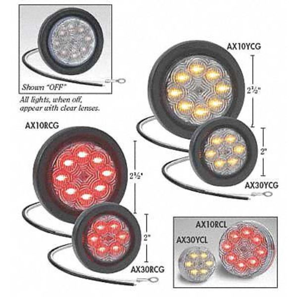 Clearance Light, LED, Rd, Grommet, Rnd, 2 Dia