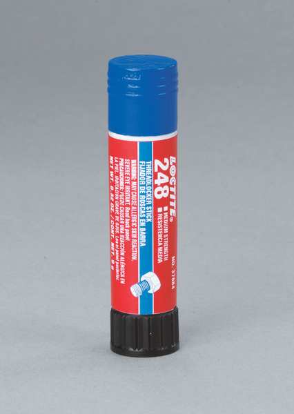 Threadlocker, LOCTITE 248, Blue, Medium Strength, Solid, 0.32 oz Stick