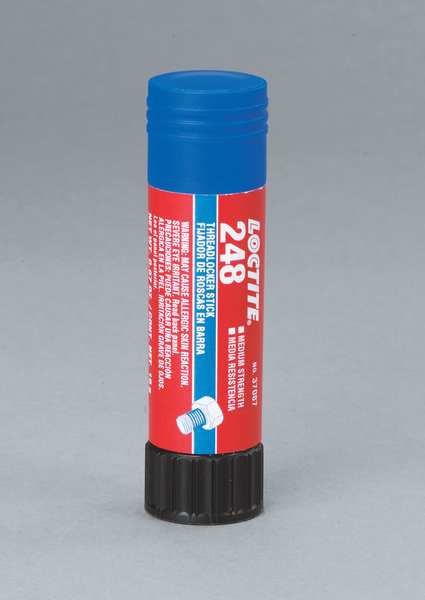 Threadlocker, LOCTITE 248, Blue, Medium Strength, Solid, 0.32 oz Stick