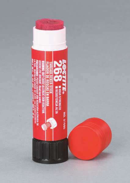 Threadlocker, LOCTITE 268, Red, High Strength, Solid, 0.32 oz Stick
