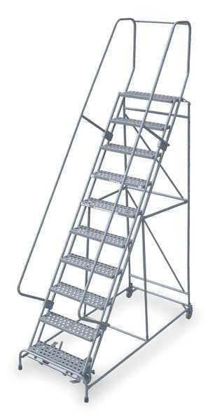 120 in H Steel Rolling Ladder, 9 Steps