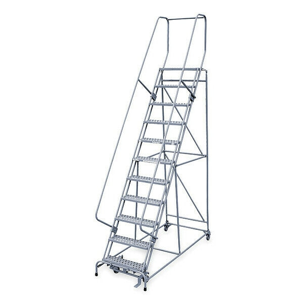 140 in H Steel Rolling Ladder, 11 Steps
