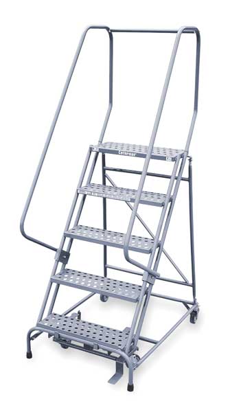 80 in H Steel Rolling Ladder, 5 Steps