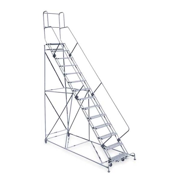 182 in H Steel Rolling Ladder, 14 Steps