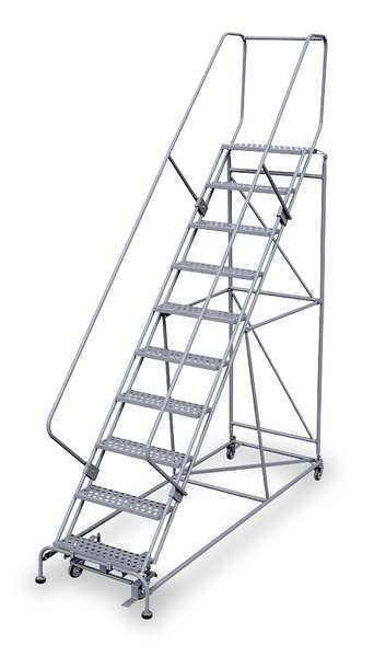 130 in H Steel Rolling Ladder, 10 Steps