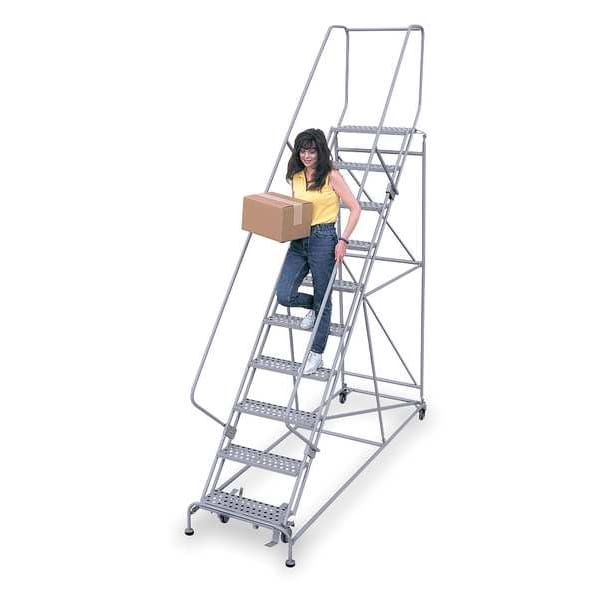 130 in H Steel Rolling Ladder, 10 Steps